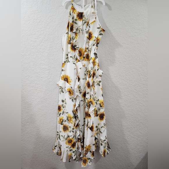 WHBM Ruffle Halter Midi Dress - Picture 3 of 8